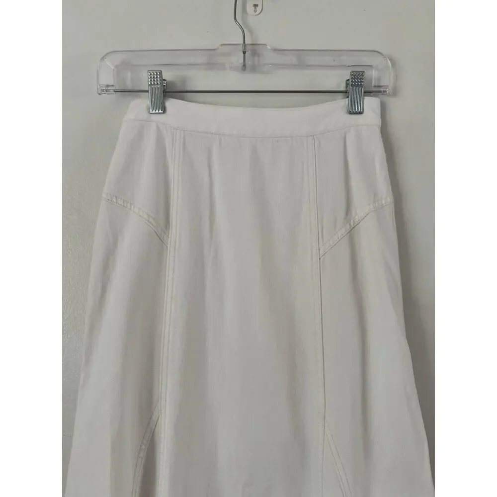 NWD Madewell Fluted Denim Midi Skirt Tile White Womens Size 23 - Picture 7 of 13